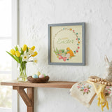 Bunny Hop Happy Easter Chick & Wreath Wall Sign-Lange General Store