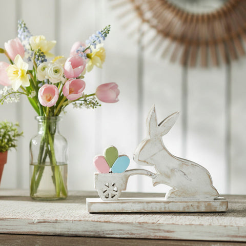 Bunny Hop Wooden Bunny w/ Cart Of Eggs-Lange General Store
