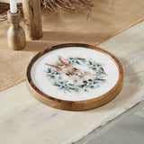 Bunny Hop Wooden Plate Natural w/ Bunny & Wreath-Lange General Store