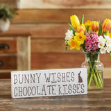 Bunny Wishes Chocolate Kisses Wooden Sign-Lange General Store