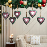 Burgundy Heritage Metal Heart Ornament Set of 6-Lange General Store