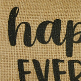 Burlap Happily Everafter Hearts Pillow-Lange General Store