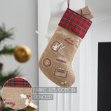 Burlap Natural Plaid Airmail Stocking-Lange General Store