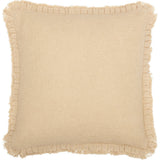 Burlap Vintage Tan Ruffled Fringed Pillow 18"-Lange General Store