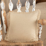Burlap Vintage Tan Ruffled Fringed Pillow 18"-Lange General Store