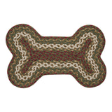 Cabin Patch Dog Bone Braided Waterproof Rug Mat – Small – Waterproof Dog Feeding Mat – Moss Green, Creme