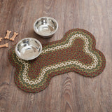 Cabin Patch Dog Bone Braided Waterproof Rug Mat – Medium 15x23 – Moss Green, Crimson, Creme