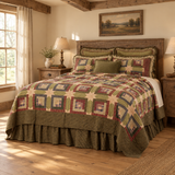 Cabin Patch Quilt in a new farmhouse bedroom