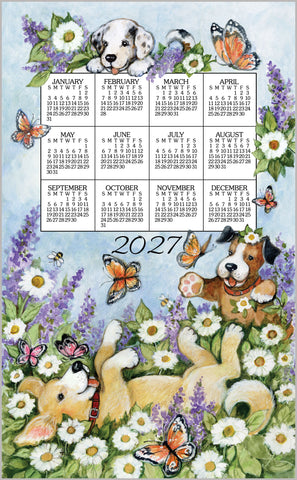 Calendar Towel 2027 - Playful Puppies-Lange General Store