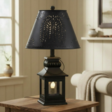 Cambridge black lantern lamp with black willow metal shade