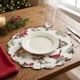 Cardinal Quilted Placemat in a Christmas place setting