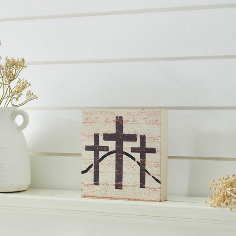 Celebrate Grace 3 Crosses Block Sign-Lange General Store