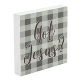 Celebrate Grace Got Jesus Grey Check Block Sign-Lange General Store