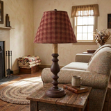 The lamp in a farmhouse living room, no rod between shade and socket cover