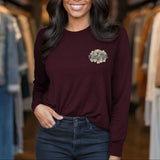 Cherished Girl Turquoise Cross Women's Long Sleeve T-Shirt-Lange General Store