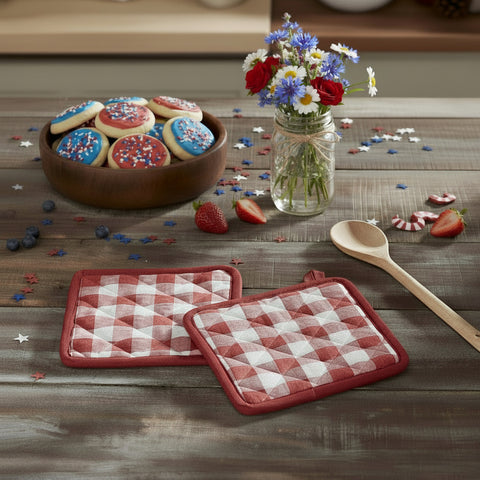 Cherry Ann Check Pot Holder Set of 2-Lange General Store