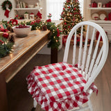 Cherry Ann Check Ruffled Chair Pad-Lange General Store