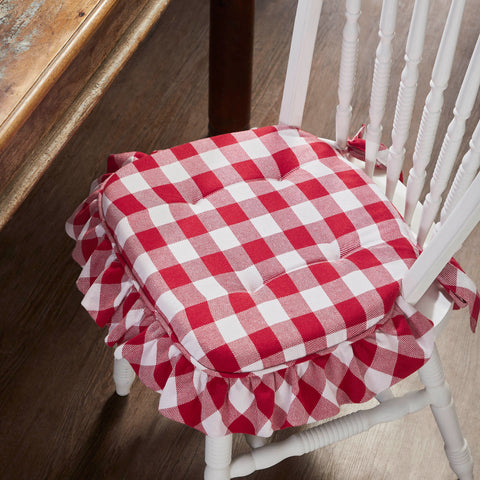 Cherry Ann Check Ruffled Chair Pad-Lange General Store