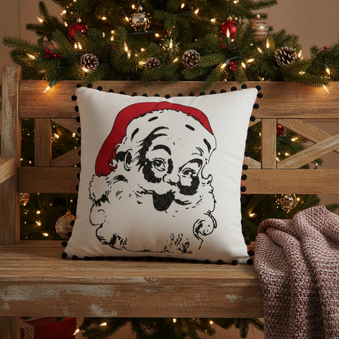 Cherry Ann Check Vintage Santa Pillow 18 x 18-Lange General Store