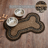 Chestnut Dog Bone Braided Waterproof Rug Mat – Indoor Outdoor Pet Bowl Mat – Chestnut Brown, Dark Tan