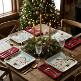 Festive Christmas Barn salad plate set of four lifestyle image