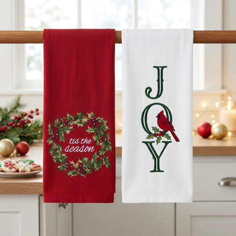 Revised Christmas towel scene using the supplied towel proportions and embroidery placement
