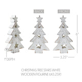 Christmas Tree w/ Stars White Wooden Figurine-Lange General Store