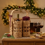 Cinthia Wine Basket Caddy Christmas scene with closed back lid