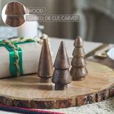 Conical Dark Wooden Tree Set of 3-Lange General Store