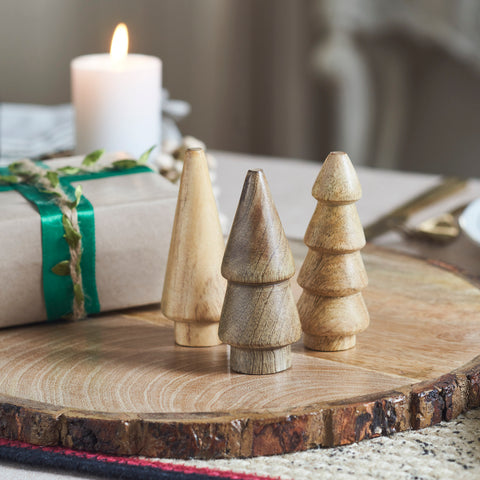 Conical Natural Wooden Tree Set of 3-Lange General Store