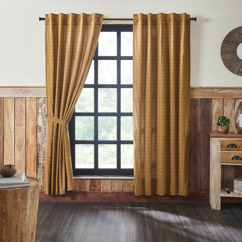 Correll Burgundy & Natural Long Panel Curtains-Lange General Store