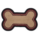 Correll Dog Bone Braided Rug Mat – Whimsical Bone Shape Dog Mat – Burgundy, Natural, Black