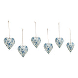 Cottage Blue Floral Metal Ornament Set of 6-Lange General Store