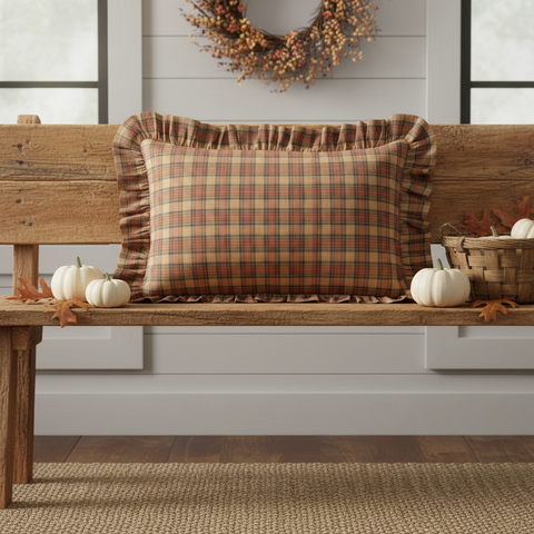 Crossboro Plaid Pillow in a farmhouse fall setting