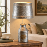 Crowley & Co. Antique Milk Can Lamp in a farmhouse living room