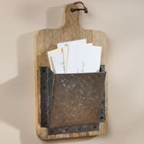 Cutting Board with Galvanized Wall Pocket-Lange General Store