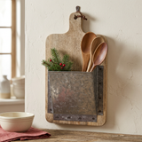 Cutting Board with Galvanized Wall Pocket lifestyle image
