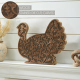 Dark Wooden Harvest Leaf Carved Turkey-Lange General Store