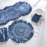 Denim Fringe Braided Round Placemats-Lange General Store