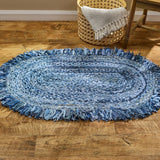 Denim Fringe Braided Rug-Lange General Store