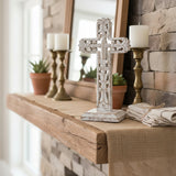 Distressed White Ornate Wooden Cross-Lange General Store