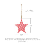 Dotted Metal Star Ornaments Red Set of 6-Lange General Store