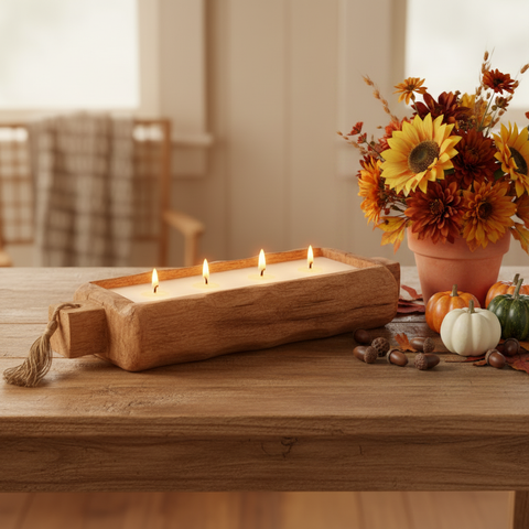 Large Driftwood Candle Fall Lifestyle
