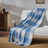 Dusk Blue Check Woven Throw-Lange General Store