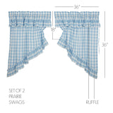 Dusk Buffalo Blue Check Ruffled Prairie Swag Curtains
