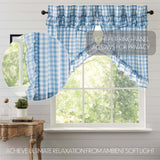 Dusk Buffalo Blue Check Ruffled Prairie Swag Curtains