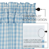 Dusk Buffalo Blue Check Ruffled Prairie Swag Curtains