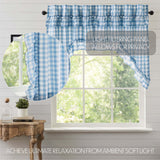 Dusk Buffalo Blue Check Ruffled Swag Curtains