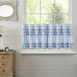 Dusk Buffalo Blue Check Ruffled Tier Curtains-Lange General Store