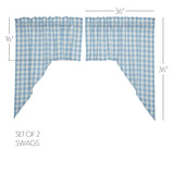 Dusk Buffalo Blue Check Swag Curtains-Lange General Store